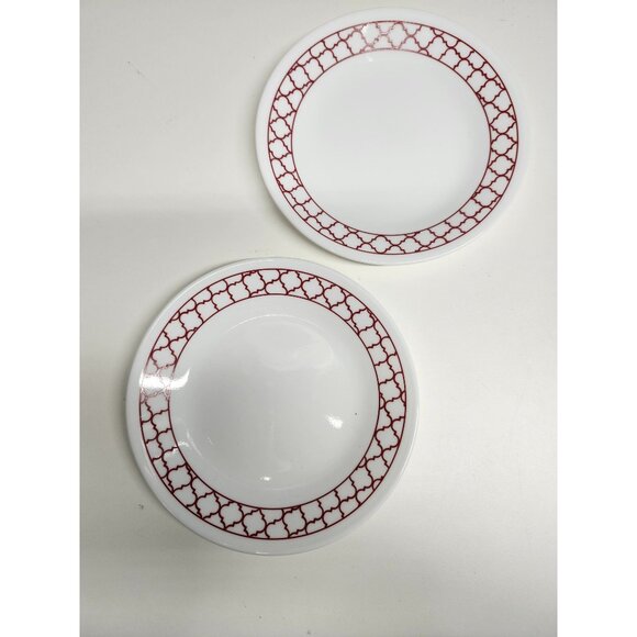 Corelle Crimson Trellis 6.75" Bread or Side Plates Set of 2 - Picture 1 of 4